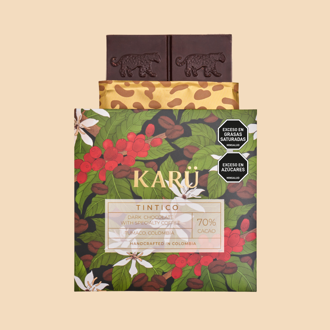 Chocolate Karü Tintico, chocolate 70% con café colombiano