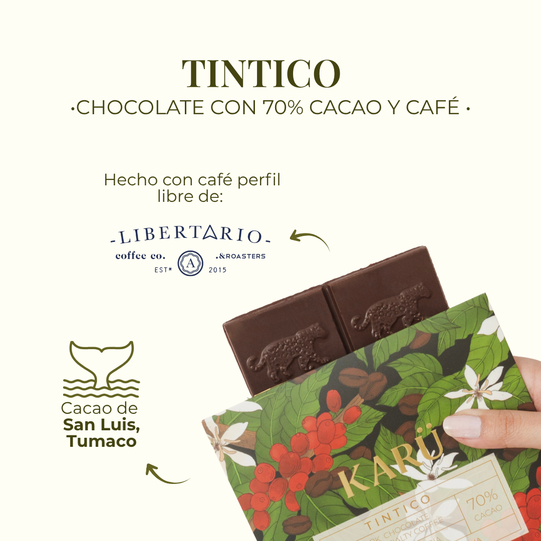 Chocolate Karü Tintico, chocolate 70% con café colombiano