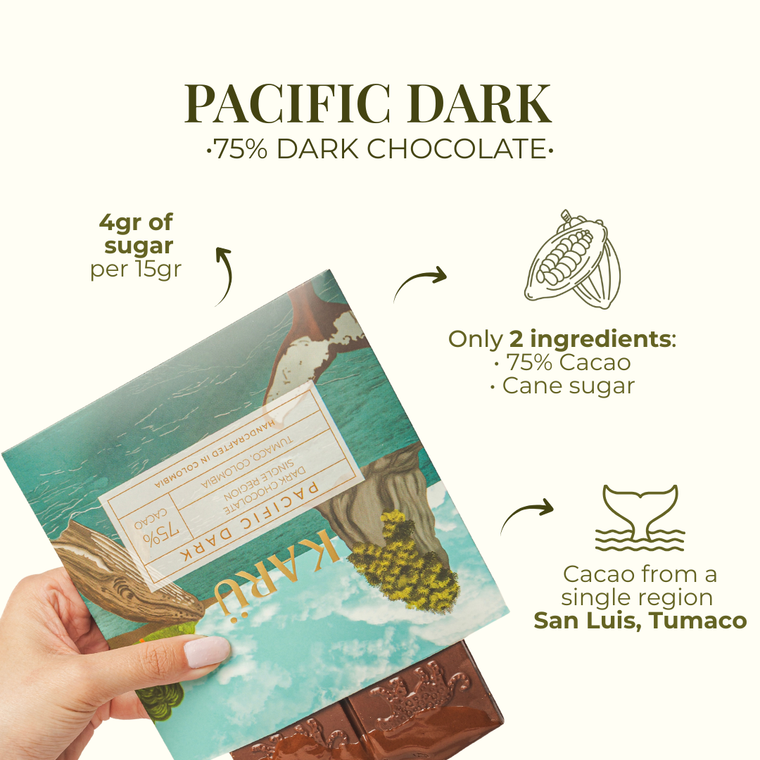 Chocolate Karü Pacific Dark, chocolate oscuro 75% de Tumaco