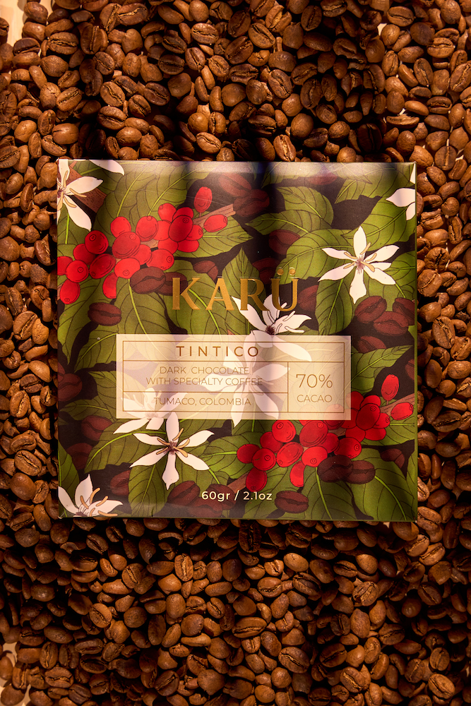 Chocolate Karü Tintico, chocolate 70% con café colombiano